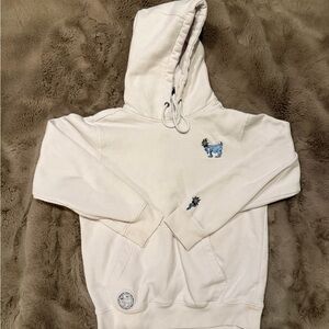 White Hoodie with Dog Embroidery